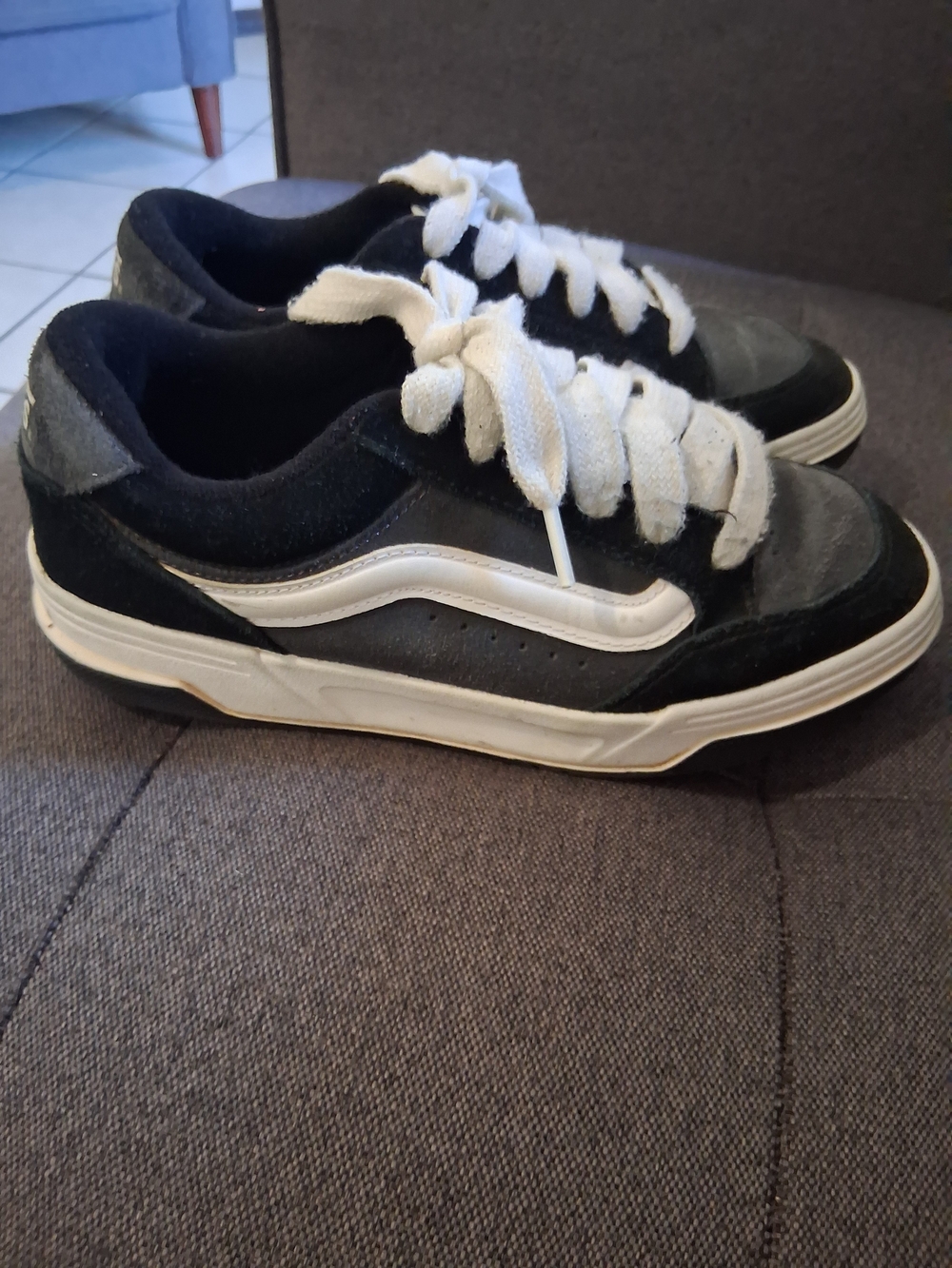 Vans Black and White Low-Top Kids Skate Sneakers